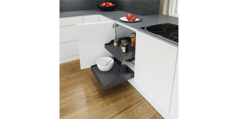 Pull Out Storage Basket, with Planero Lava Grey Basket, for Hinged Door Cabinets