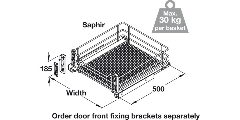 VS SUB 500mm PO Bskt DoorFix 1xSph Chr
