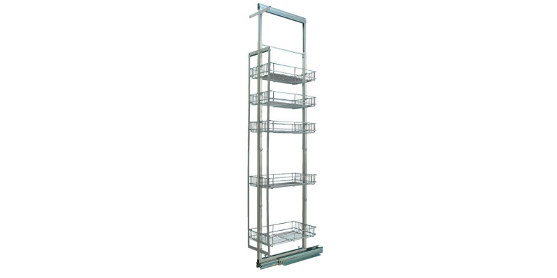 Pull Out Larder Unit, Chrome Linear Wire Baskets, Centre Mounting, Installed Hei