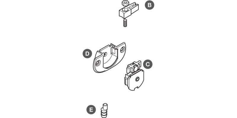 Fitting Set, for Sliding Cabinet Doors, H&auml;fele System 1