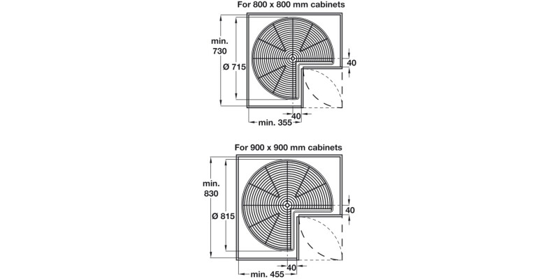 3/4 Carousel Set Wire 645-790 Cab 900mm