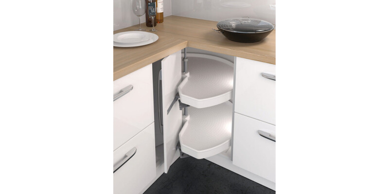 Complete Corner Carousel Unit, for 90deg Angled Doors, Ninka Mondo