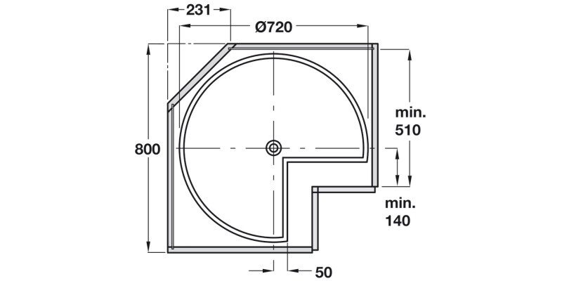 3/4 Carousel D720mm H667-713mm Alu/Gry