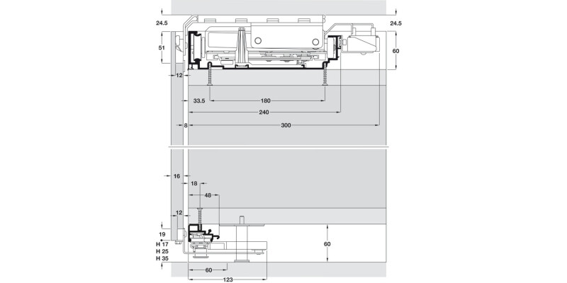 PS40 Top Guide Rail 3050mm