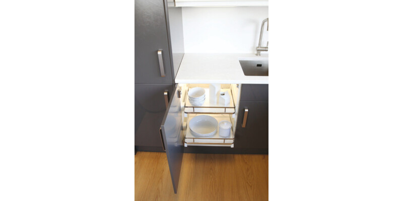 Pull Out Basket Set, Full Extension, White/Chrome