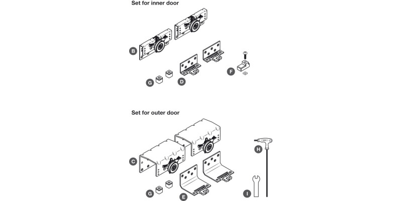 PS48.1 Fitting Set 28mm Outer Door