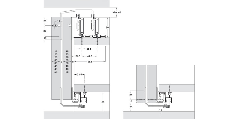 PS48.1 Fitting Set 28mm Outer Door