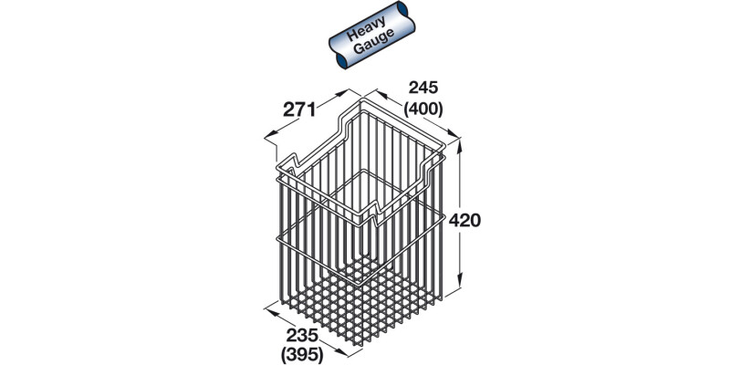 Laundry Basket Angled Chr 39.0Lts 450mm