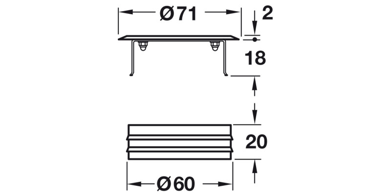 Cable Outlet 2prt D60x22mm SS Fine Grd