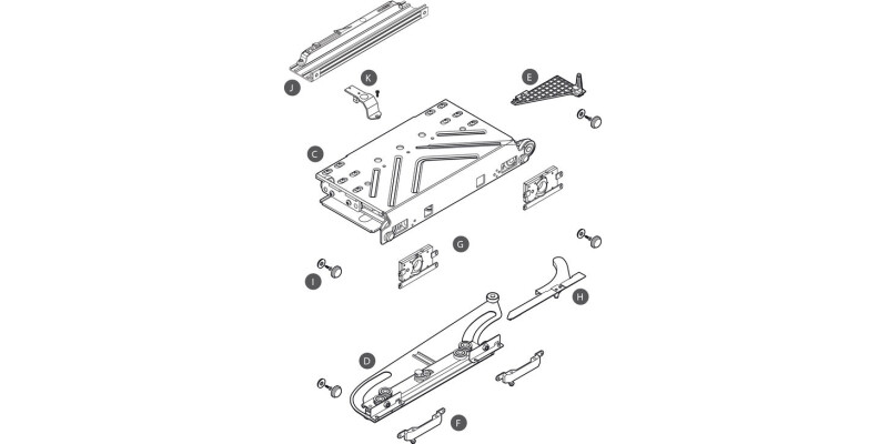 Fitting Set, for Flush Sliding Wardrobe Doors, Door Thickness 16-55 mm, H&auml;fele P