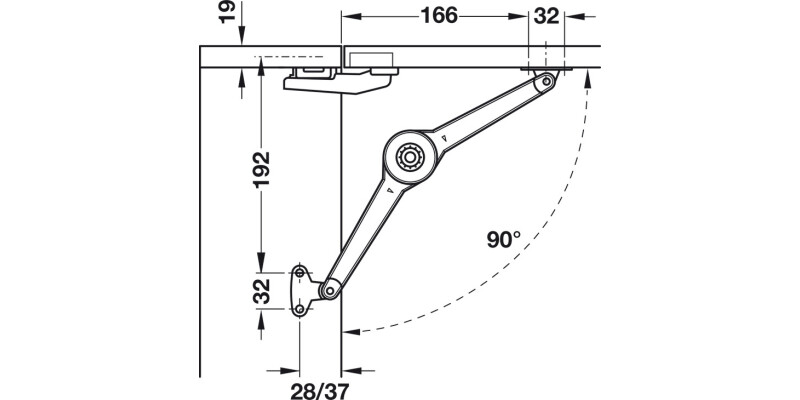 Duo Forte Flap/Lid Stay 28mm Hospa NP