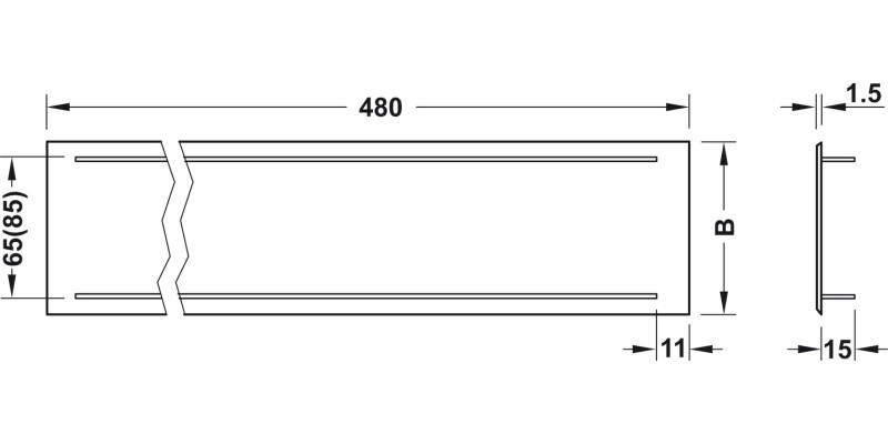 Vent Grille RM 480x80mm AA Slv