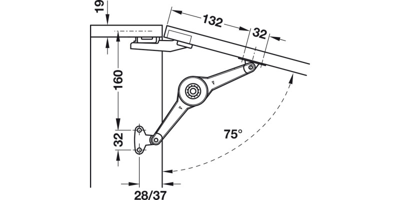 Duo Std Flap/Lid Stay 28mm Hospa NP