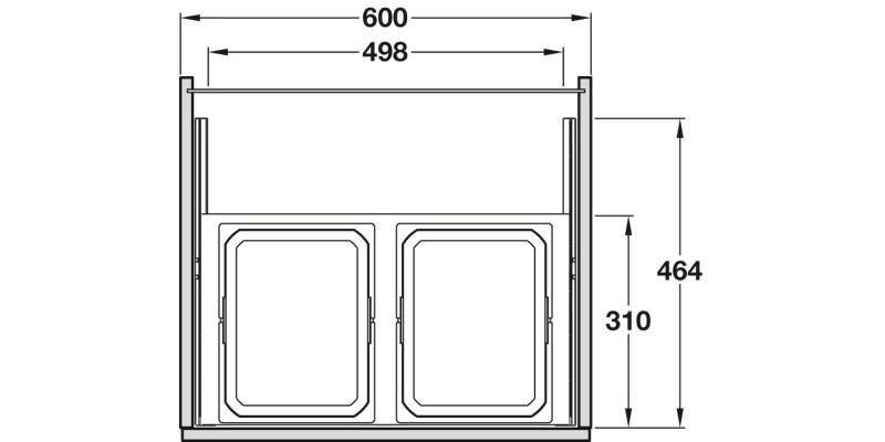 VS Envi SpaceS U/S Bin 600mm 2x7.5+15.5L