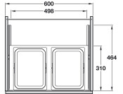 VS Envi SpaceS U/S Bin 600mm 2x7.5+15.5L