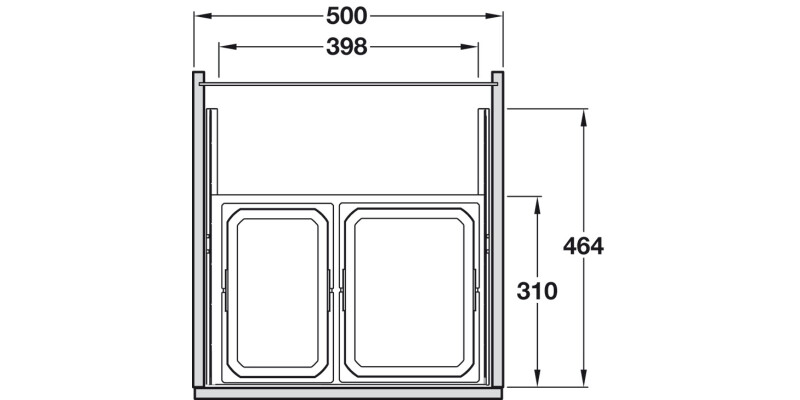 VS Envi SpaceS U/S Bin 600mm 2x7.5+15.5L