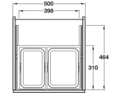 VS Envi SpaceS U/S Bin 600mm 2x7.5+15.5L