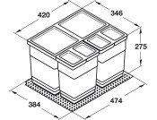 One2Four FS Waste Bin 600mm 6+13.5+21L