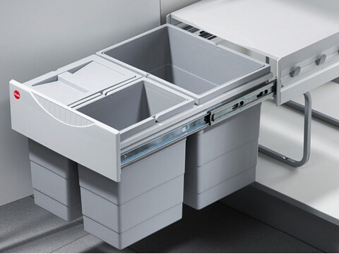 Waste Bin, Pull Out, 1x 18, 2x 8 Litres, Hailo Space Saving Tandem