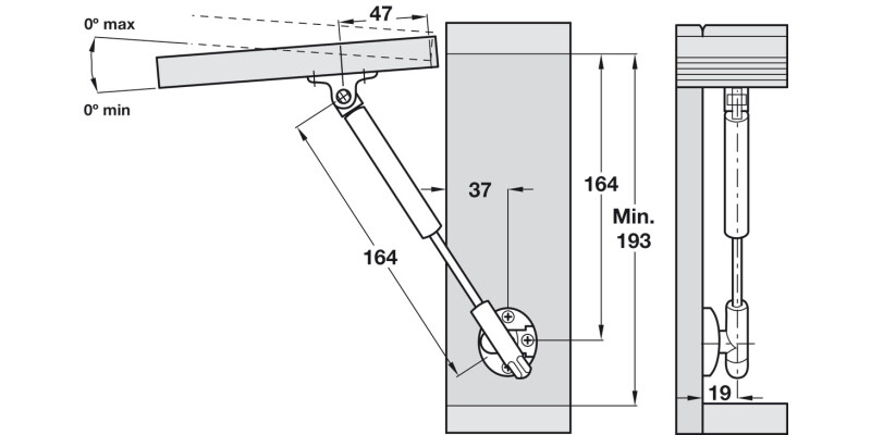 Lid Stay Automatic Opening 164mm 80N