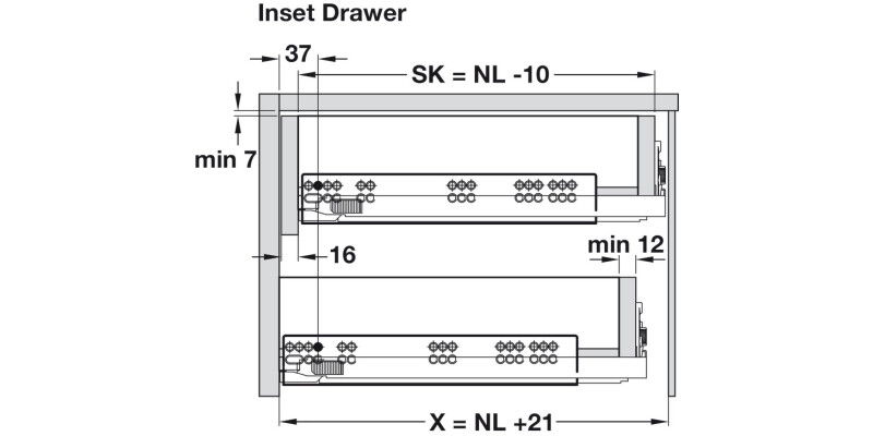 Dynapro Drawer Runner Full 70kg 650mm SZP