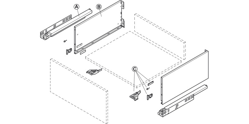 Dynapro Drawer Runner Full 70kg 650mm SZP