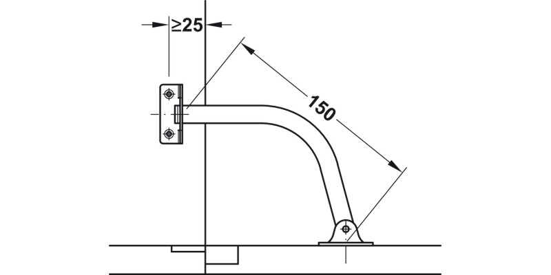 Lid Stay 150mm RH St NP