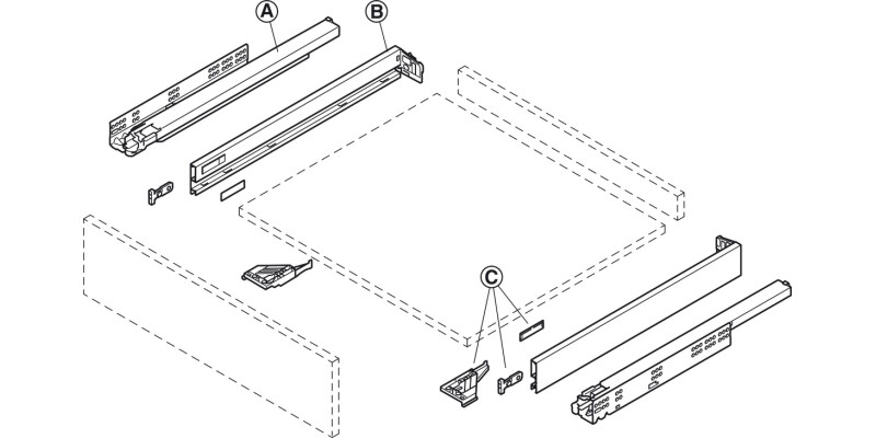 Dynapro Drawer Runner Full 40kg 550mm SZP