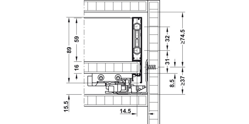 Dynapro Drawer Runner Full 40kg 550mm SZP