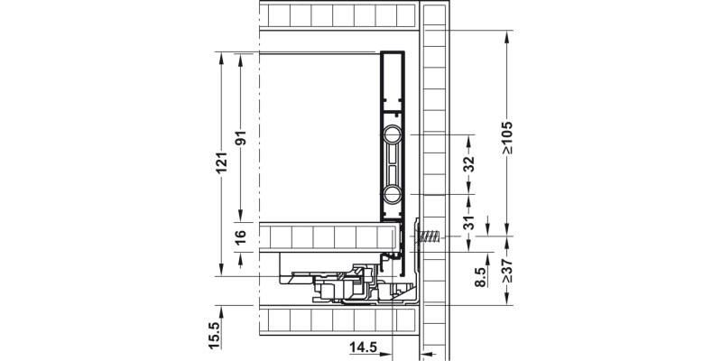 Dynapro Drawer Runner Full 40kg 550mm SZP