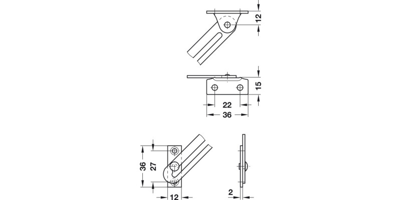 Lid Stay 150mm LH w Guide Slot