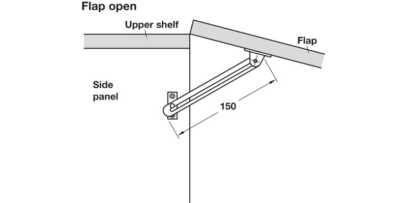 Lid Stay 150mm LH w Guide Slot