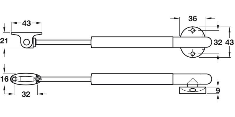 Automatic Open Drop Down Flap Stay 244mm
