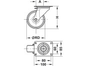D80mm Castor Swivel wo Brake PL Galv/Bk