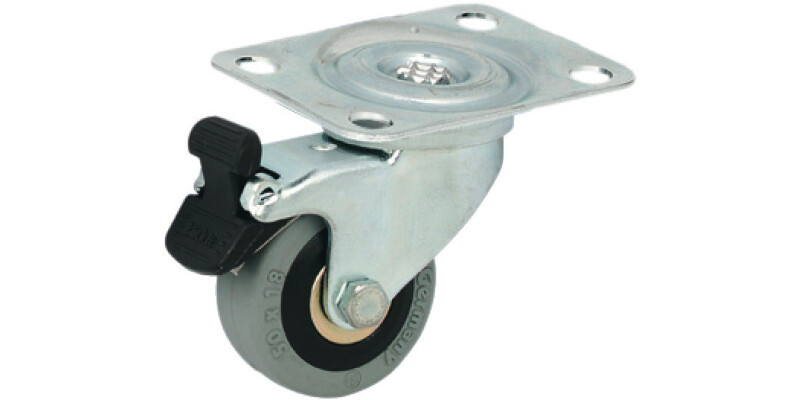 Single Wheel Castor, Swivel, with or without Brake, Wheel &Oslash; 50-75 mm, Plate Fixi
