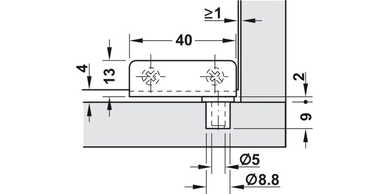 110D Simplex Glass Door Hinge St/Chr Plt