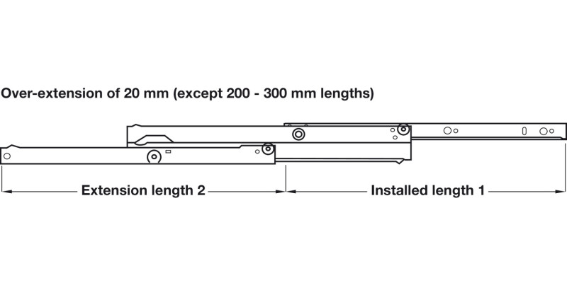 Roller Drawer Runner Base Full 50kg 550mm Wht