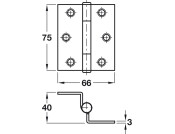 Storm Proof Cranked Hinge 75x66mm Brs SC