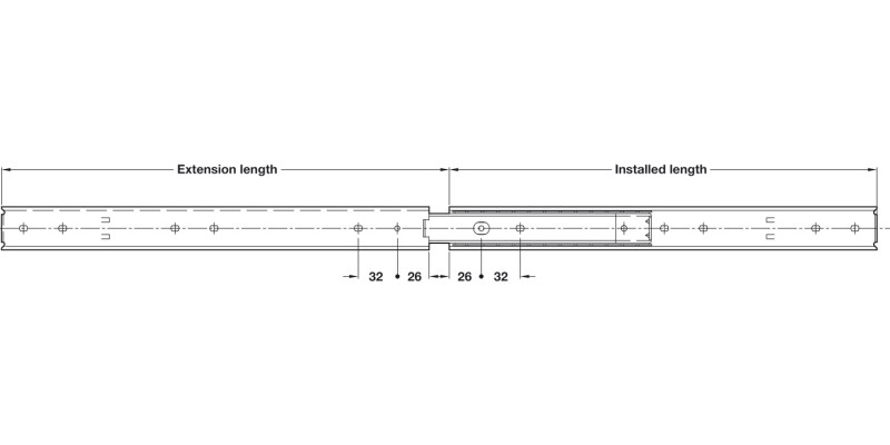 DS3031 BB Drawer Runner Full 75kg 400mm HGSS