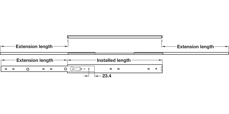 2026 BB Drawer Runner 2Way Sgl 35kg 600mm BZP