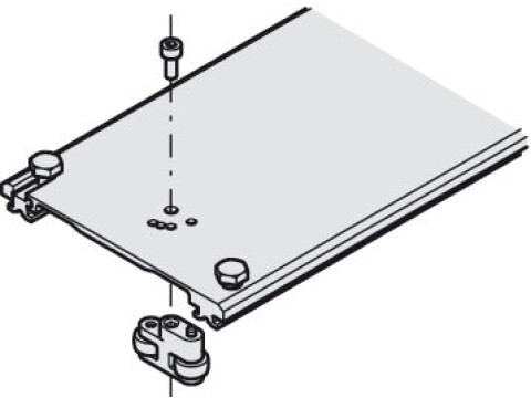 Connecting Bracket, for Wood, for Pivot Sliding Cabinet Doors, Aluminium, Hawa-C