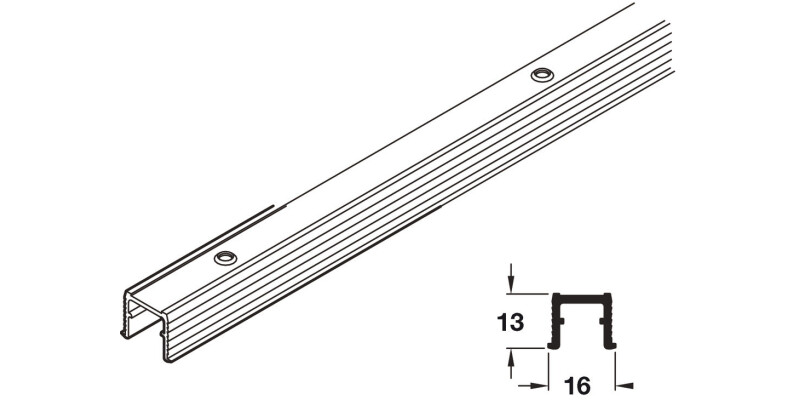 Single Guide Track, for Sliding Cabinet and Wardrobe Doors, Hawa