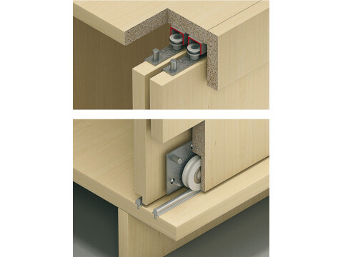 Fitting Set, for Sliding Cabinet Doors, Slido F-Line15 55A