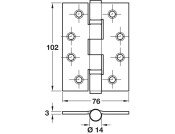 Butt Hinge BB Sqr 102x76mm 201 PSS