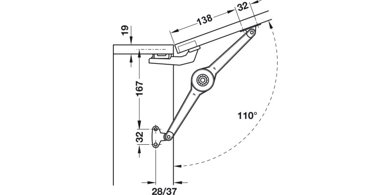 Duo Forte Flap/Lid Stay 37mm SM Screw NP