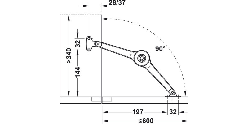 Duo Forte Flap/Lid Stay 37mm SM Screw NP