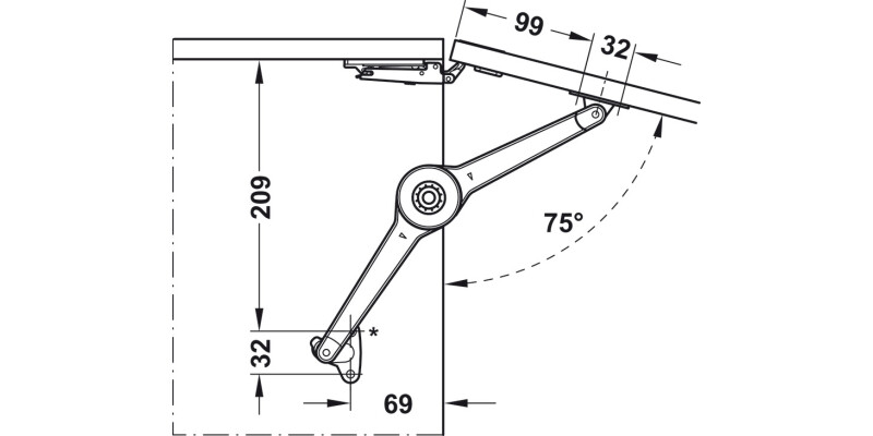 Duo Forte Flap/Lid Stay 37mm SM Screw NP