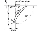 Duo Std Flap/Lid Stay 37mm Hospa Wht