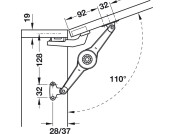 Duo Std Flap/Lid Stay 37mm Hospa Wht