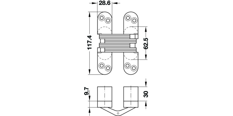 218 Soss Hinge 180D 41-45mm ZA/ST NP